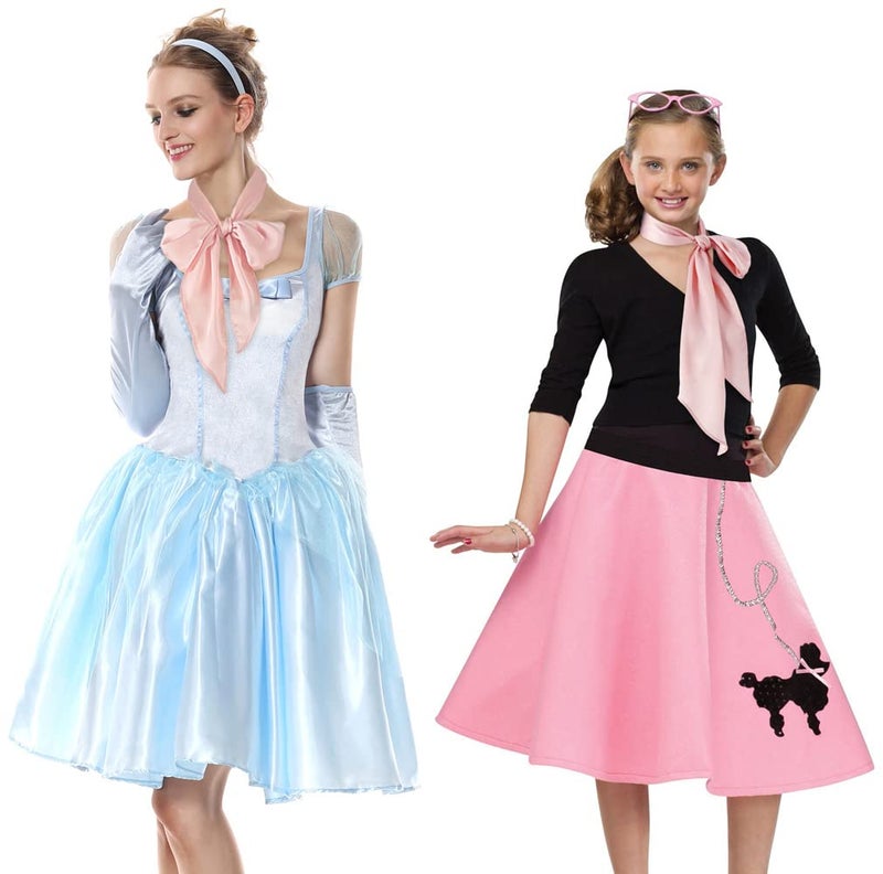 GERINLY Pink Neckerchief Plain Skinny Neck Scarf for 50s Costume Headband Long Narrow Purse Scarf Satin Accessory (Pink) - Image 5